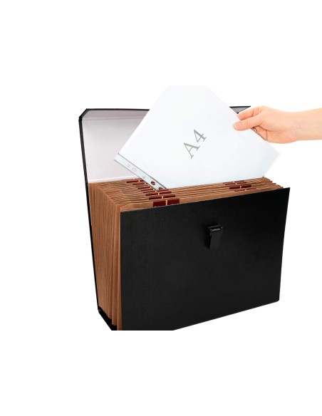 Maletin liderpapel con fuelle y asa carton forrado 19 departamentos 255x390x120 mm colores surtidos