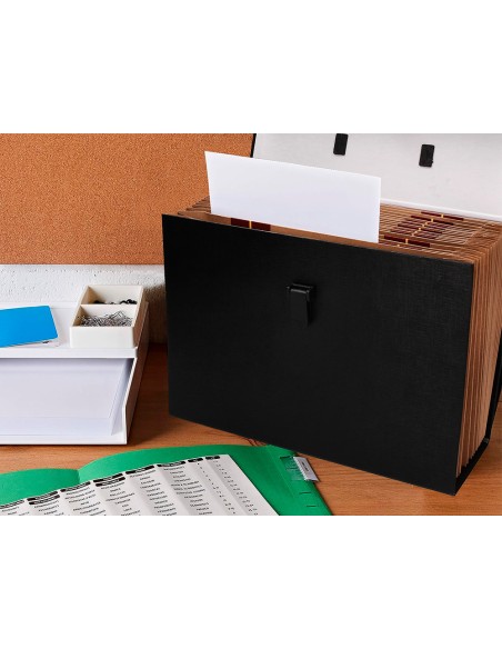 Maletin liderpapel con fuelle y asa carton forrado 19 departamentos 255x390x120 mm colores surtidos