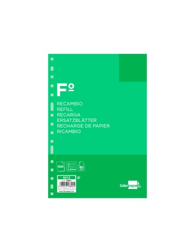 Recambio liderpapel folio 100 hojas 60gr pauta...