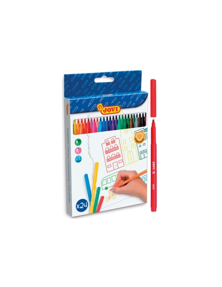 Rotulador jovi slim caja de 24 unidades colores surtidos