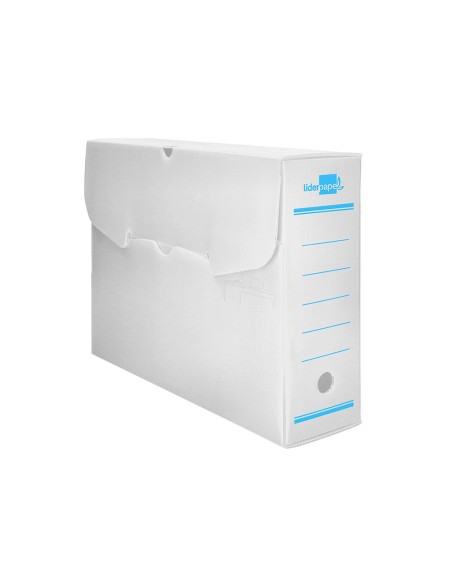 Caja archivo definitivo plastico liderpapel lomo 100 mm blanco 360x100x260 mm