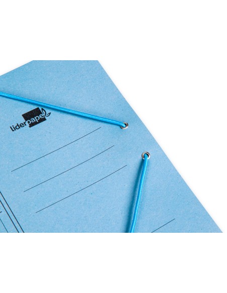 Carpeta liderpapel gomas cuarto 3 solapas carton pintado azul