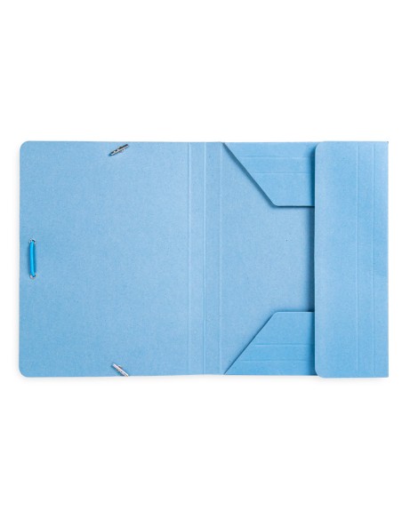 Carpeta liderpapel gomas cuarto 3 solapas carton pintado azul