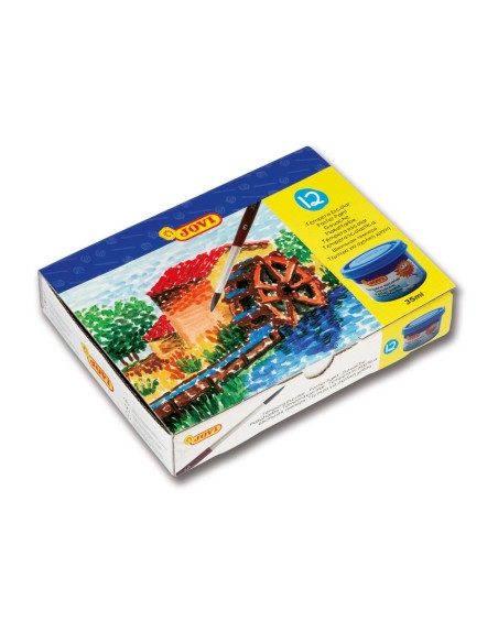 Tempera escolar jovi 35 ml caja de 12 colores surtidos