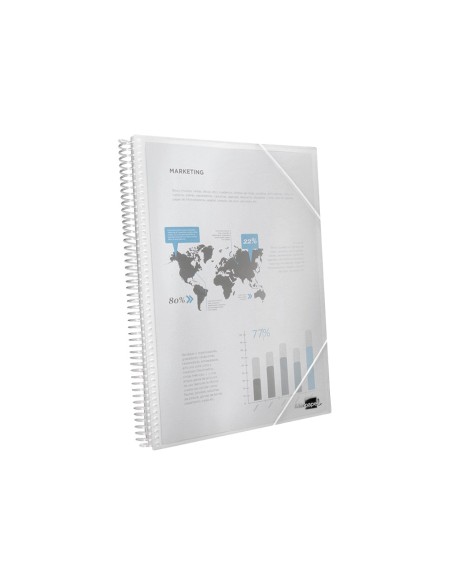 Carpeta liderpapel escaparate con espiral 20 fundas polipropileno din a5 transparente