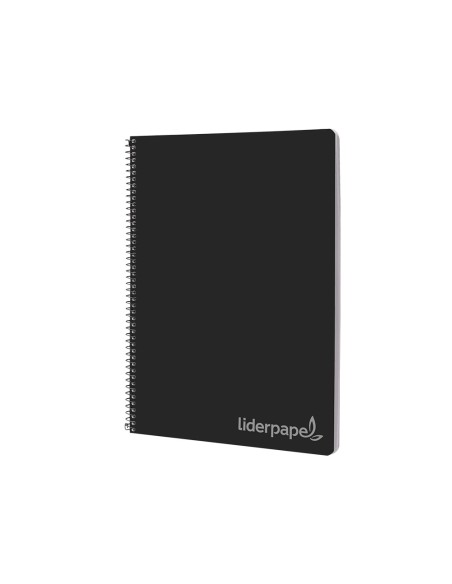 Cuaderno espiral liderpapel folio witty tapa dura 80h 75gr cuadro 4mm con margen color negro