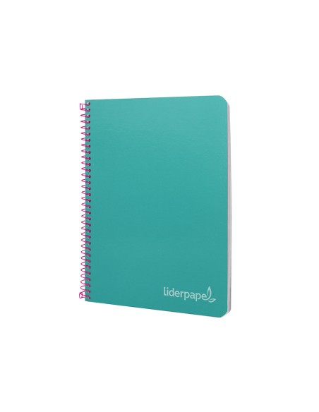 Cuaderno espiral liderpapel cuarto witty tapa dura 80h 75gr cuadro 4mm con margen color turquesa