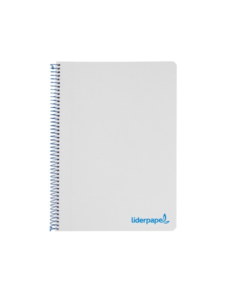 Cuaderno espiral liderpapel a5 micro wonder tapa plastico 120h 90gr cuadro 5mm 5 bandas 6 taladros color gris