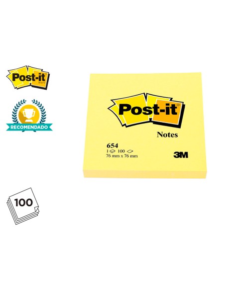Bloc de notas adhesivas quita y pon post-it 76x76 mm con 100 hojas