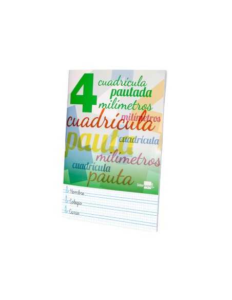 Libreta liderpapel pautaguia tapa cartoncillo 32 hojas din a4 70gr cuadriculado pautado 4 mm