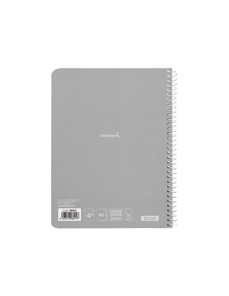 Cuaderno espiral liderpapel cuarto witty tapa dura 80h 75gr milimetrado 2mm colores surtidos