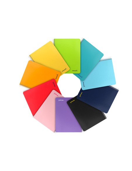 Cuaderno espiral liderpapel cuarto smart tapa blanda 80h 60gr cuadro 6mm con margen colores surtidos