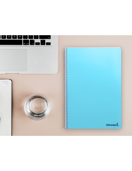 Cuaderno espiral liderpapel folio smart tapa blanda 80h 60gr cuadro 6mm con margen colores surtidos