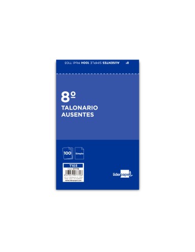 Talonario liderpapel ausentes octavo original 103