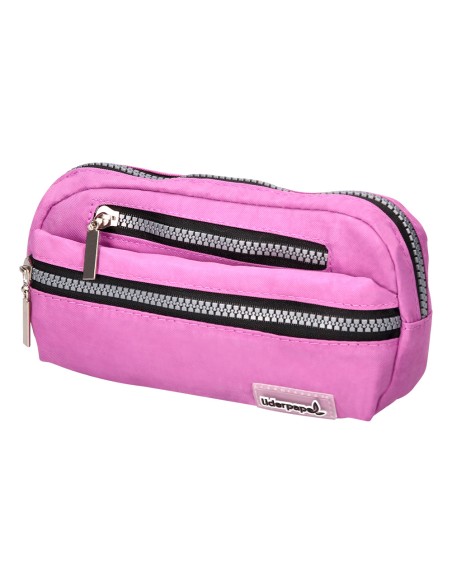 Estuche portatodo liderpapel ovalado 3 bolsillos violeta pastel 195x40x100 mm