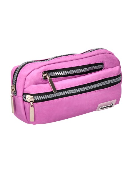 Estuche portatodo liderpapel ovalado 3 bolsillos violeta pastel 195x40x100 mm