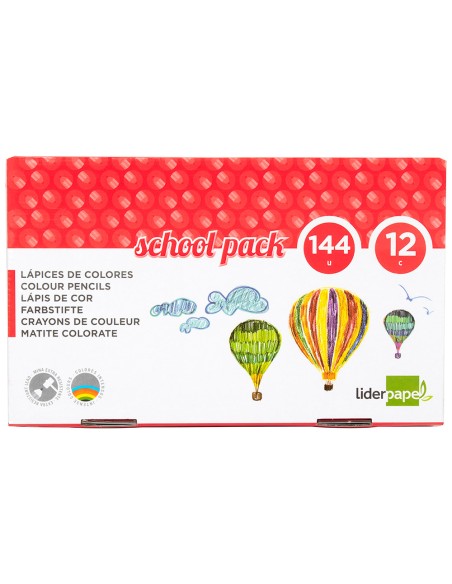 Lapices de colores liderpapel school pack de 144 unidades 12 colores x 12 unidades
