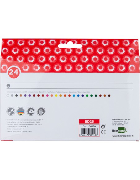 Lapices cera liderpapel caja de 24 unidades colores surtidos