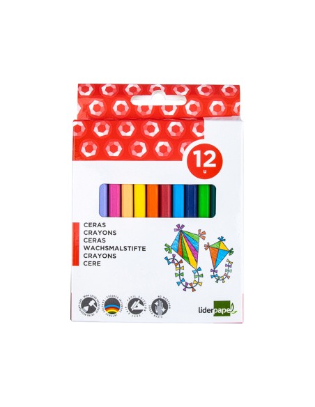 Lapices cera liderpapel caja de 12 unidades colores surtidos