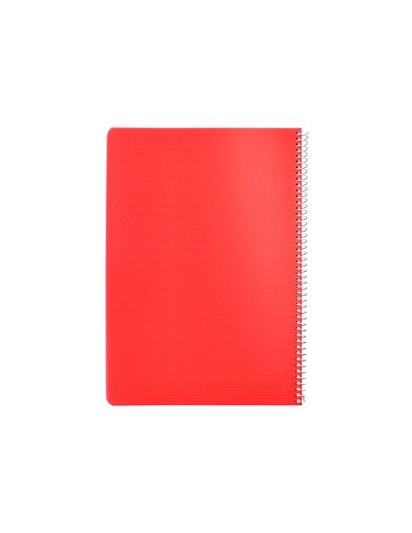 Cuaderno espiral liderpapel a4 pautaguia tapa plastico 80h 90gr cuadro pautado 3mm con margen color rojo