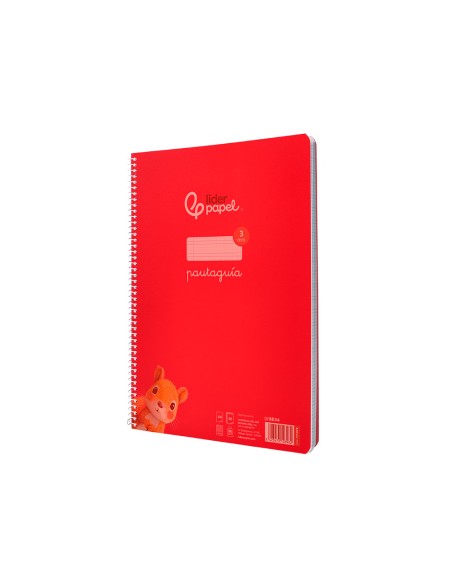 Cuaderno espiral liderpapel a4 pautaguia tapa plastico 80h 90gr cuadro pautado 3mm con margen color rojo