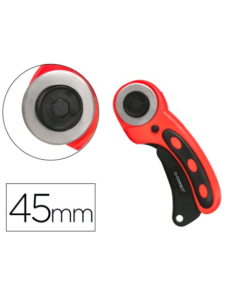 Cuter q-connect rotatorio medidas 22x56x165 mm cuchilla circular 45 mm xd-38 blister 1 unidad