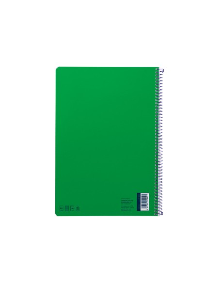 Cuaderno espiral liderpapel a4 smart tapa blanda 80h 75gr cuadro 4mm con margen color verde