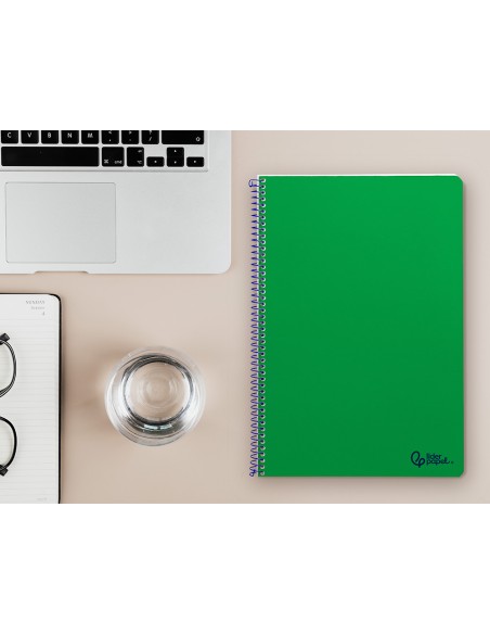 Cuaderno espiral liderpapel a4 smart tapa blanda 80h 75gr cuadro 4mm con margen color verde