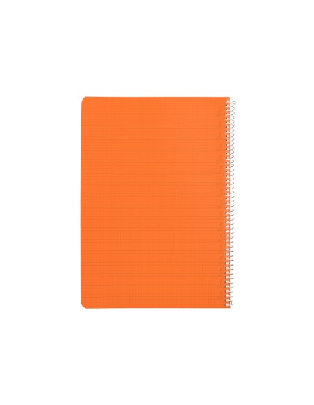 Cuaderno espiral liderpapel a4 pautaguia tapa plastico 80h 90gr cuadro pautado 4mm con margen color naranja