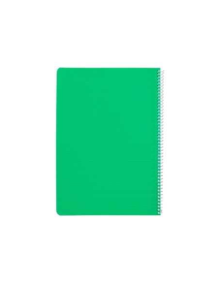 Cuaderno espiral liderpapel a4 pautaguia tapa plastico 80h 90gr cuadro pautado 4mm con margen color verde
