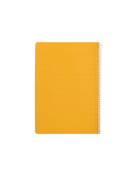 Cuaderno espiral liderpapel a4 pautaguia tapa plastico 80h 90gr cuadro pautado 4mm con margen color amarillo
