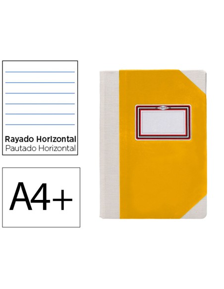 Libro cartone cosido fernandes flecha din a4+ rayado horizontal 50 hojas 100 gr amarillo
