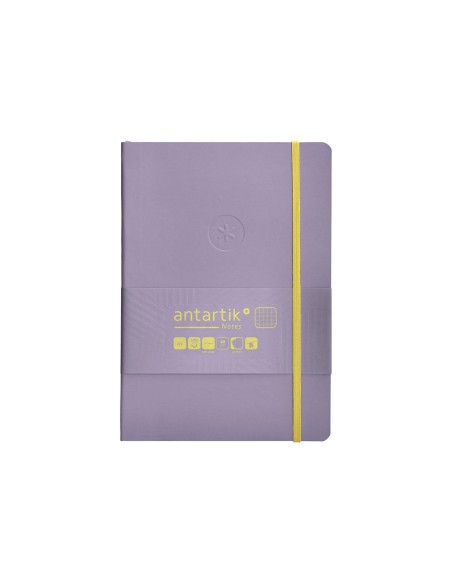 Cuaderno con gomilla antartik notes tapa blanda a5 hojas cuadricula morado y amarillo 80 hojas 80 gr fsc