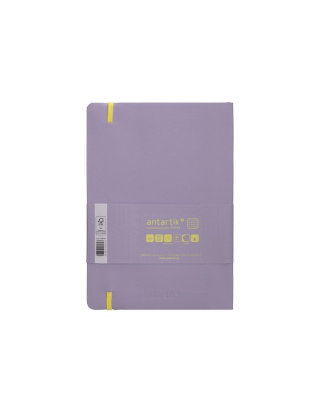 Cuaderno con gomilla antartik notes tapa blanda a5 hojas cuadricula morado y amarillo 80 hojas 80 gr fsc