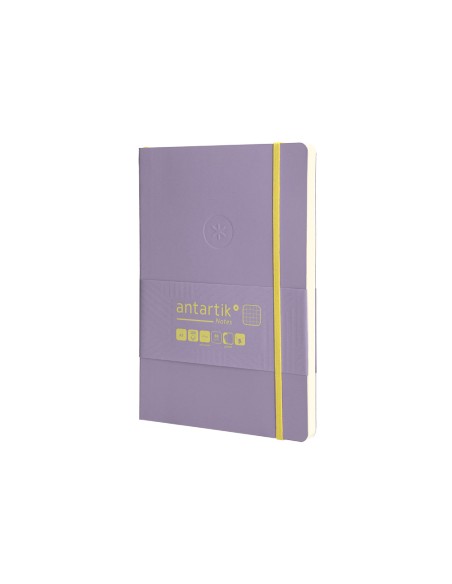 Cuaderno con gomilla antartik notes tapa blanda a5 hojas cuadricula morado y amarillo 80 hojas 80 gr fsc