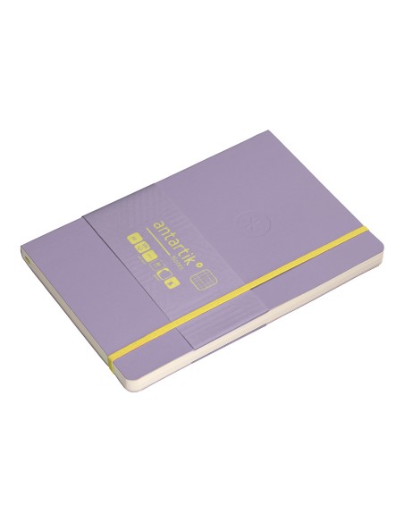Cuaderno con gomilla antartik notes tapa blanda a5 hojas cuadricula morado y amarillo 80 hojas 80 gr fsc