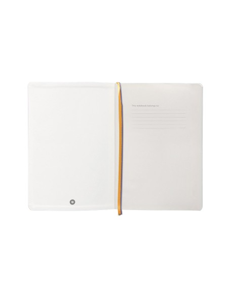 Cuaderno con gomilla antartik notes tapa blanda a5 hojas lisas morado y amarillo 80 hojas 80 gr fsc