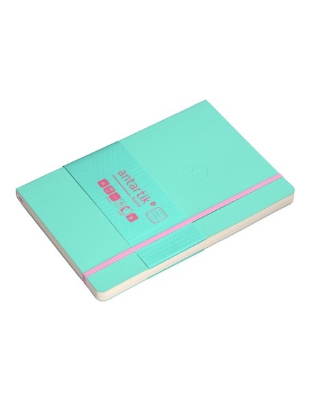 Cuaderno con gomilla antartik notes tapa blanda a5 hojas rayas rosa y turquesa 80 hojas 80 gr fsc