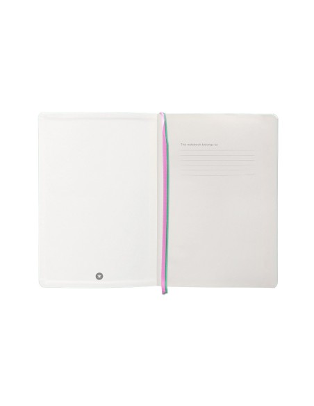 Cuaderno con gomilla antartik notes tapa blanda a5 hojas rayas rosa y turquesa 80 hojas 80 gr fsc