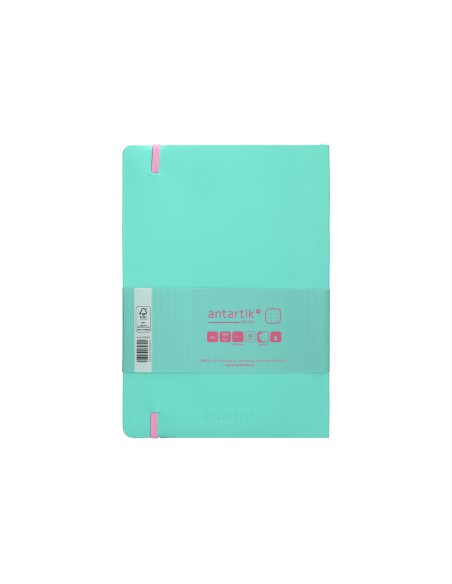 Cuaderno con gomilla antartik notes tapa blanda a5 hojas puntos rosa y turquesa 80 hojas 80 gr fsc