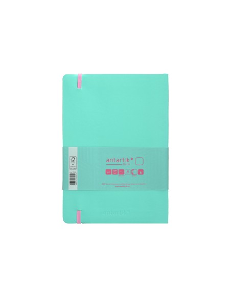 Cuaderno con gomilla antartik notes tapa blanda a5 hojas lisas rosa y turquesa 80 hojas 80 gr fsc