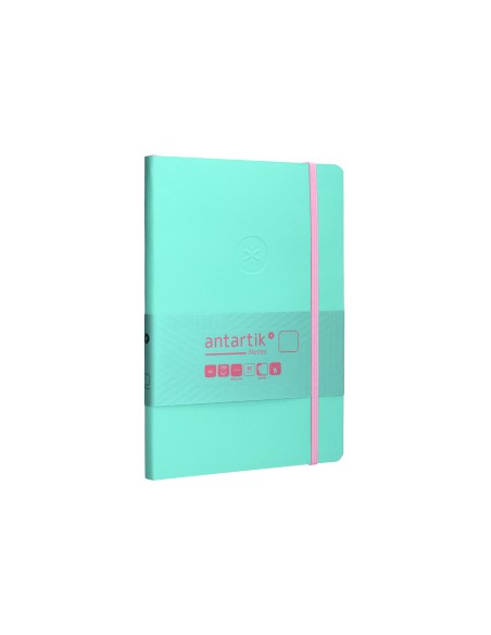 Cuaderno con gomilla antartik notes tapa blanda a5 hojas lisas rosa y turquesa 80 hojas 80 gr fsc