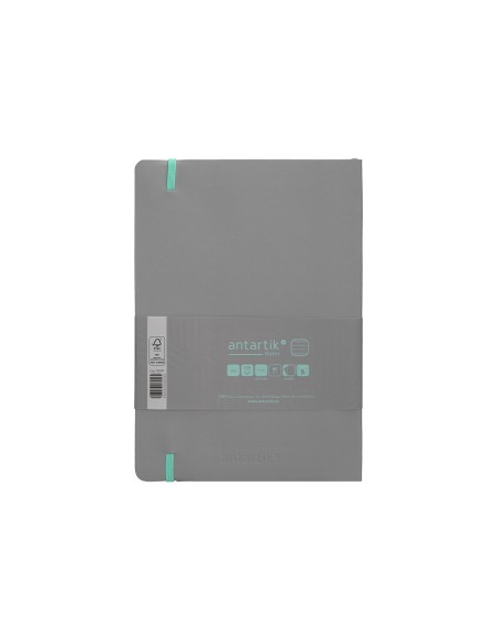 Cuaderno con gomilla antartik notes tapa blanda a5 hojas rayas gris y turquesa 80 hojas 80 gr fsc