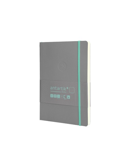 Cuaderno con gomilla antartik notes tapa blanda a5 hojas puntos gris y turquesa 80 hojas 80 gr fsc