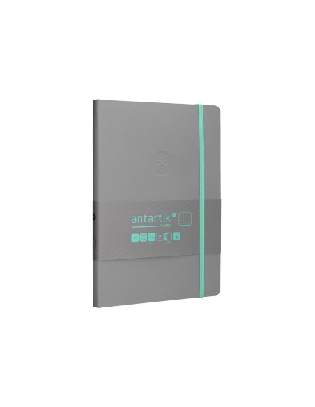 Cuaderno con gomilla antartik notes tapa blanda a5 hojas puntos gris y turquesa 80 hojas 80 gr fsc