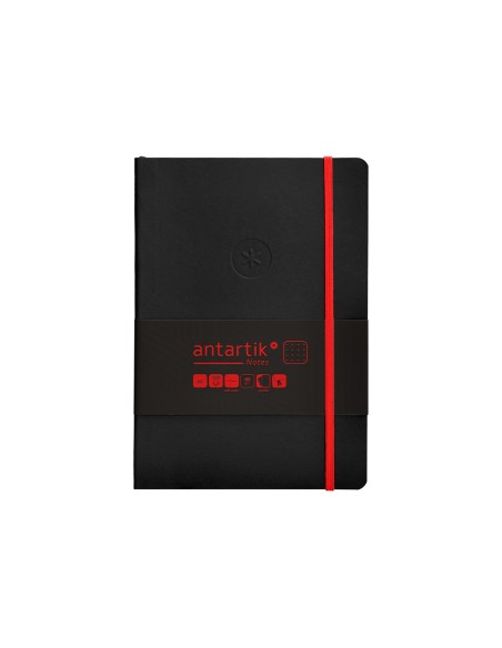 Cuaderno con gomilla antartik notes tapa blanda a5 hojas puntos negro y rojo 80 hojas 80 gr fsc