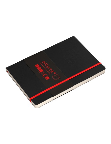 Cuaderno con gomilla antartik notes tapa blanda a5 hojas puntos negro y rojo 80 hojas 80 gr fsc