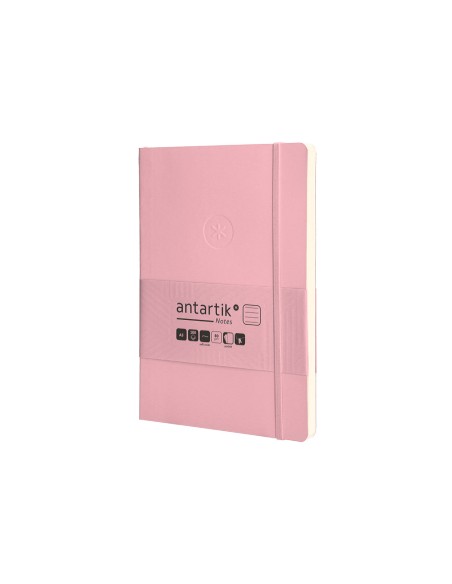 Cuaderno con gomilla antartik notes tapa blanda a5 hojas rayas rosa pastel 80 hojas 80 gr fsc
