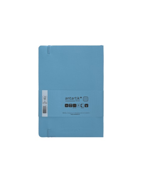 Cuaderno con gomilla antartik notes tapa blanda a5 hojas cuadricula azul claro 80 hojas 80 gr fsc