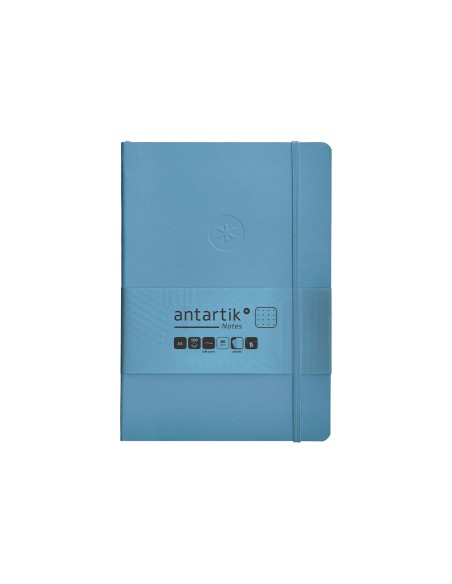 Cuaderno con gomilla antartik notes tapa blanda a5 hojas puntos azul claro 80 hojas 80 gr fsc